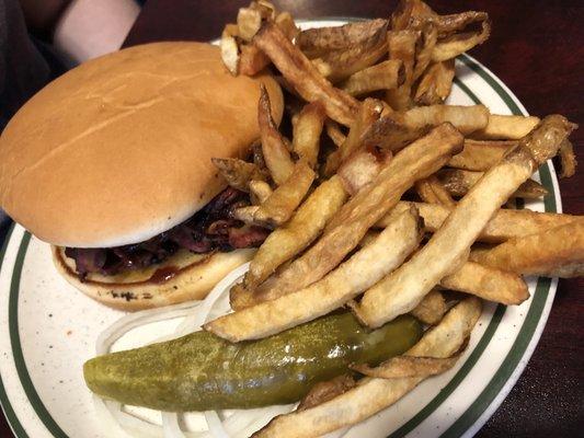 Brisket sandwich with fries