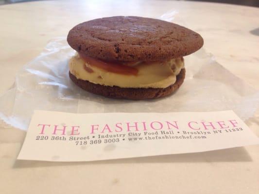 Molasses cookie salted caramel ice cream sandwich $4.25