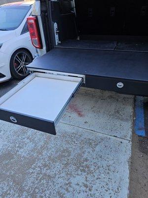 New Ford bronco rear platform with drawers. All aluminum and marine grade starboard.