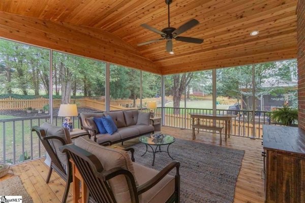 Screen in porch, beautiful wood work!