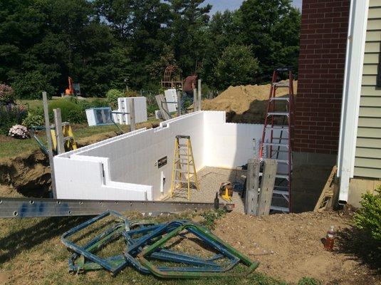 Insulated Concrete Forms used for foundation of addition