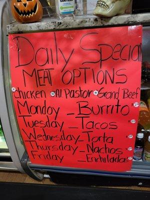 Updated specials 10/2022... $2 al pastor tacos daily too