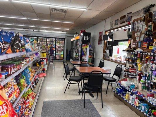 Sitting area inside store