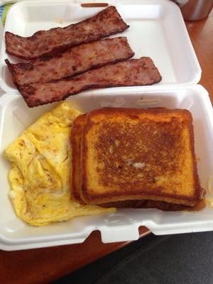 French toast eggs and turkey bacon