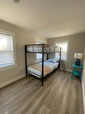 Bunk bedroom Cabin At the Beach https://theamericanahotel.com/properties/cabin-at-the-beach/