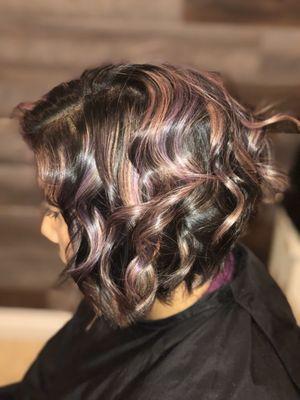 a-symmetrical bob w/ pink, rose gold & purple