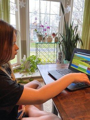 Homeschooling at its finest during the COVID-19 lockdown. Her face says it all.