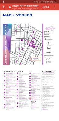 Tribeca Art and Culture Night Map- Every Art Gallery + Cultural Institution that participated in the event