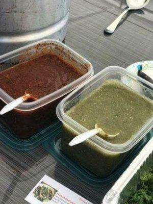 Green and red salsa