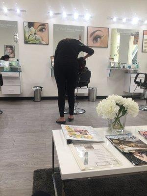 My sister getting her eyebrows threaded for the first time!