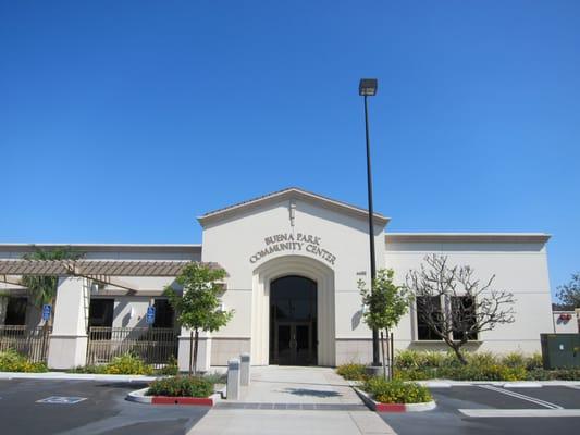 Buena Park Community Center's grand entrance.