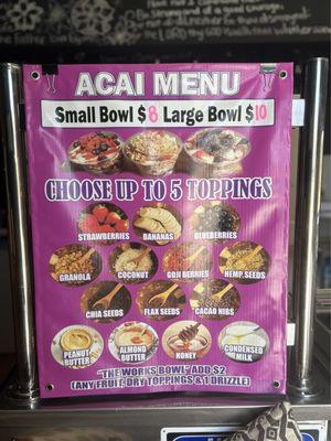 Açaí Menu