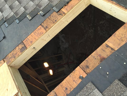 This is the opening for 1 of the 2 new skylights we installed for a customer on their Minneapolis home.