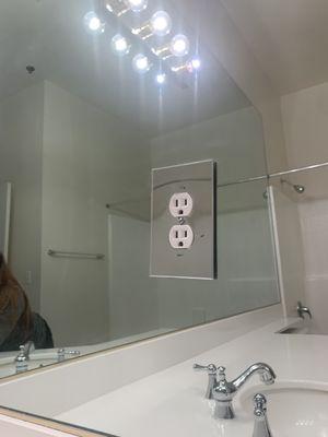 The only outlet in the bathroom. There's only one and it always trips the breaker so I had to use an outlet in the bedroom to do my hair.