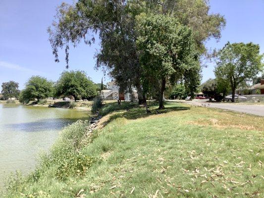 The bank and road that follows the river