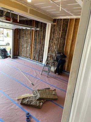 Garage insulation, drywall, and paint