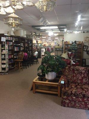 View from the back. Chairs for book lookers.