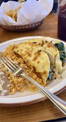 Spinach quesadillas (lunch)