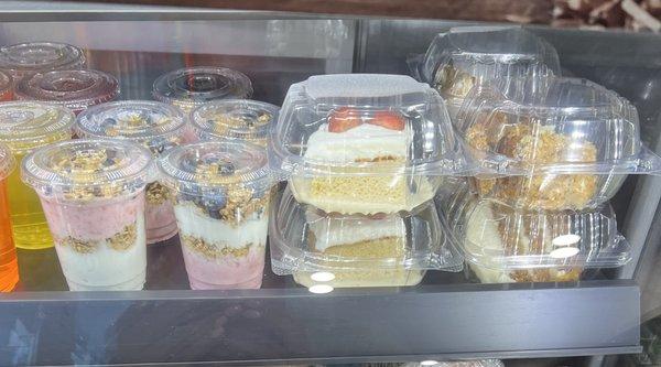 Fresh made daily Parfait!! 
Try our delicious tres leches and carrot cake