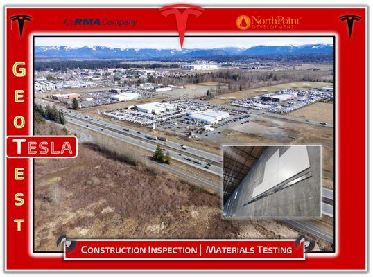 GeoTest is excited to be a member of the project team supporting the Tesla building project in Marysville's Cascade Industrial Center!