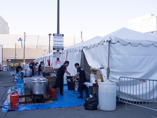 Back view of all the ramen vendors cooking.  My visit: goo.gl/y7pxdF