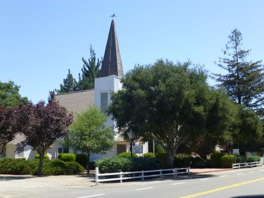 Beautiful trees surround the church