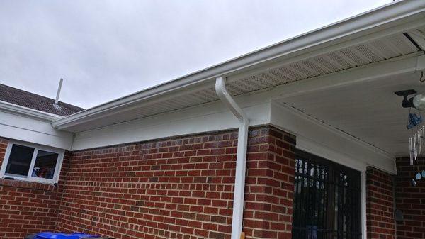 Production Home Improvement reinstalled fascia board and gutter and painted