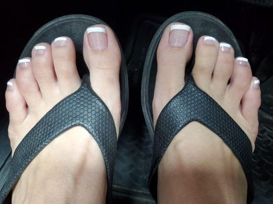 Sorry if you don't like pics of feet LOL but my french pedi look fantastic. Done by the uncle. Sweetest man alive.