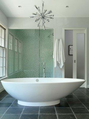 Bath remodel with freestanding tub