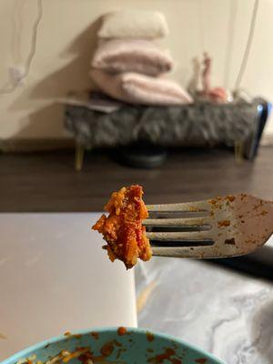 The bigger pieces of scrap chicken in my "butter chicken"