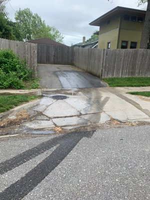 Stains from hydraulic fuel that they left