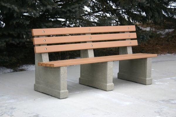 Concrete Bench with Wood Back