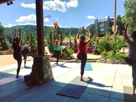 Our "Courtyard" Yoga Space. Seasonal Outdoor Yoga.