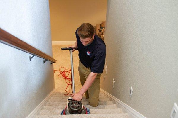 We have special tools to help us clean carpet on your stairs