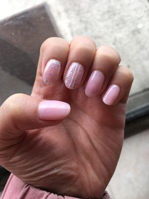 Gel manicure! With this beautiful soft pink!