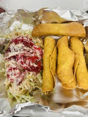 Tacos Hondureños well known as (Chicken Flautas) in the Mexican culture. Similar with a twist