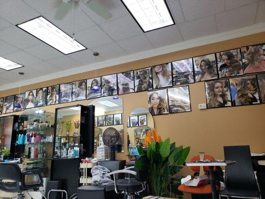 These pictures on the wall show actual clients with beautiful hair results. The ladies here are very welcoming!