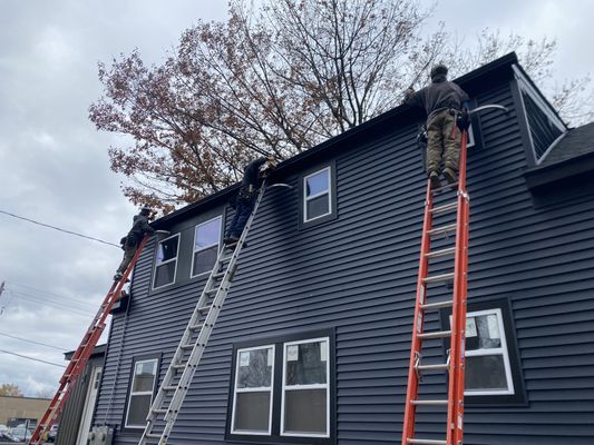 Five inch black gutter installed