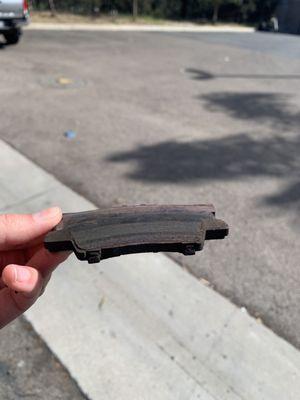 Brake pad completely damaged.