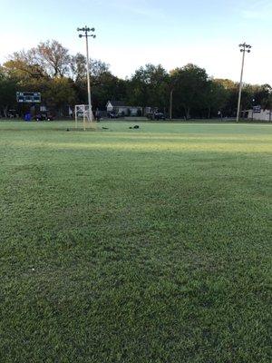 Nice soccer field with junior goals