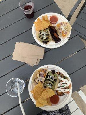 - butternut squash tacos  - plantain and bean tacos - papas and bean tacos - hibiscus agua fresca