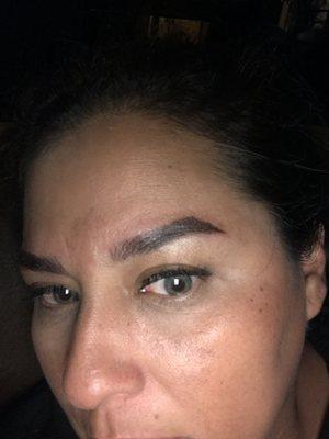 This is my right eyebrow after 1 day of getting the micro blading.