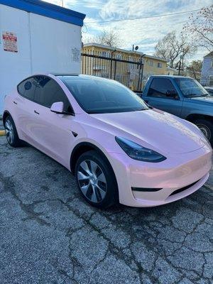 Pink Tesla Model Y