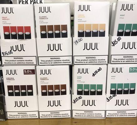 Juul Pods, Juul Devices, Juul Starter Kits, Mango, Cool Mint, Virginia Tobacco, Classic Tobacco, Fruit Medley, Creme Brûlée....