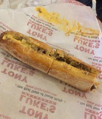 Cheese steak -- we had to ask for extra cheese because the first one was ridiculously dry.