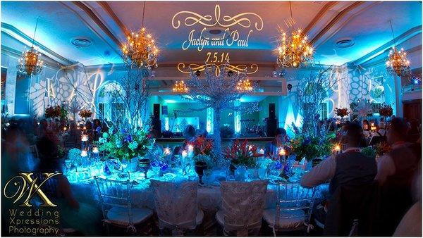 Wedding Reception with Monogram and Uplighting