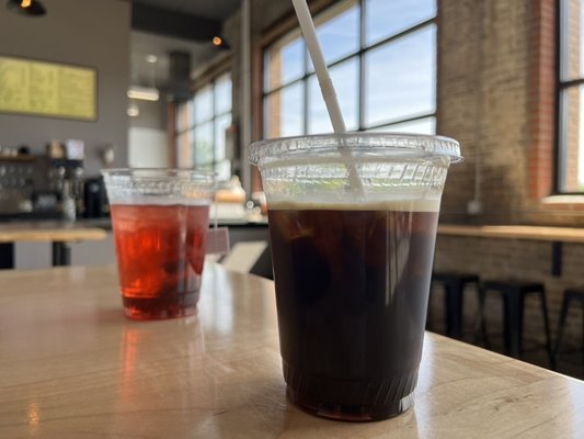 Nitro cold brew and iced tea.