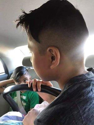 Boy cut hair