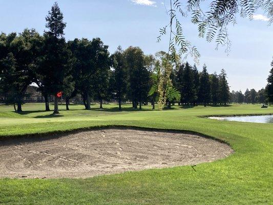 Hole 18 par 5 with great view.