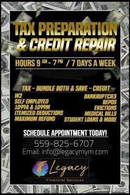 Get your taxes done and a 50% discount on your credit repair! Ends (jan 31)